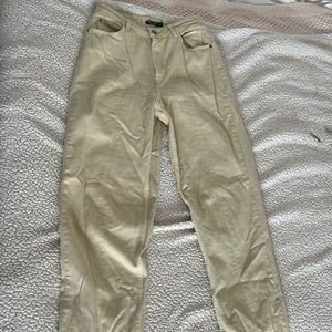 Nasty Gal Cream Wide Leg Jeans